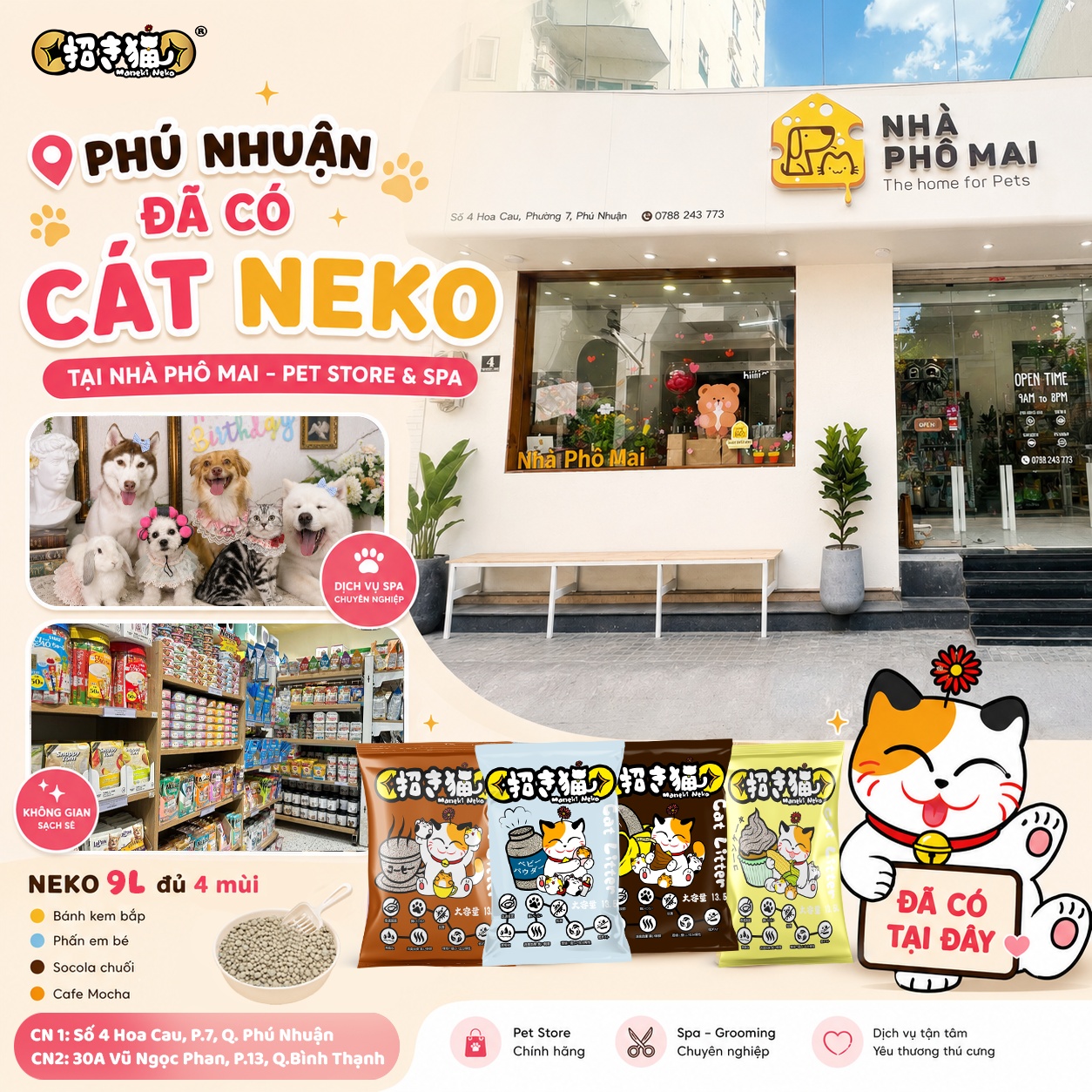 Cát vệ sinh mèo Phú Nhuận NEKO 9L tại Nhà Phô Mai Pet Store & Spa