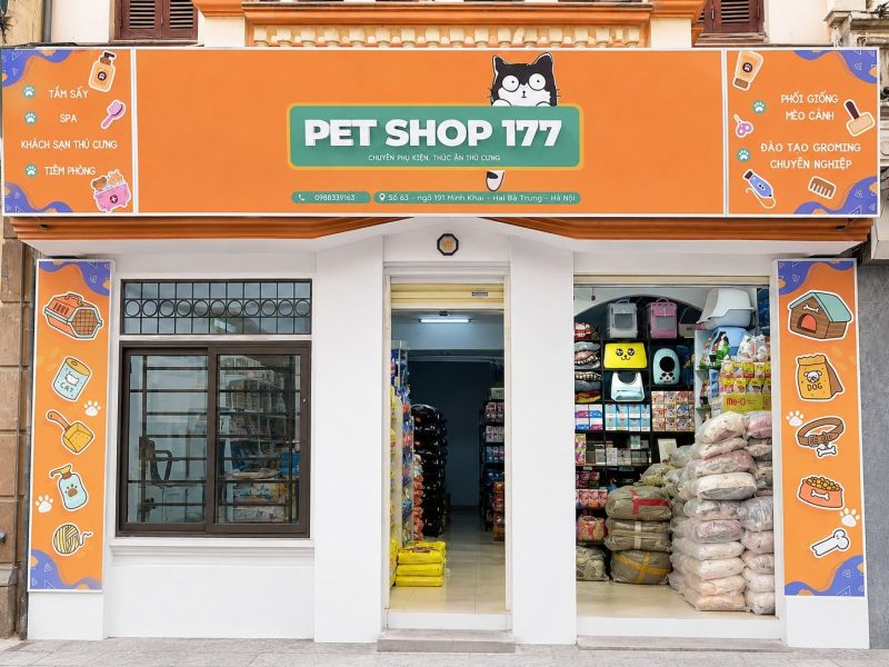 Mặt tiền Petshop 177 tại Hà Nội - điểm bán chính thức cát vệ sinh mèo NEKO 9L