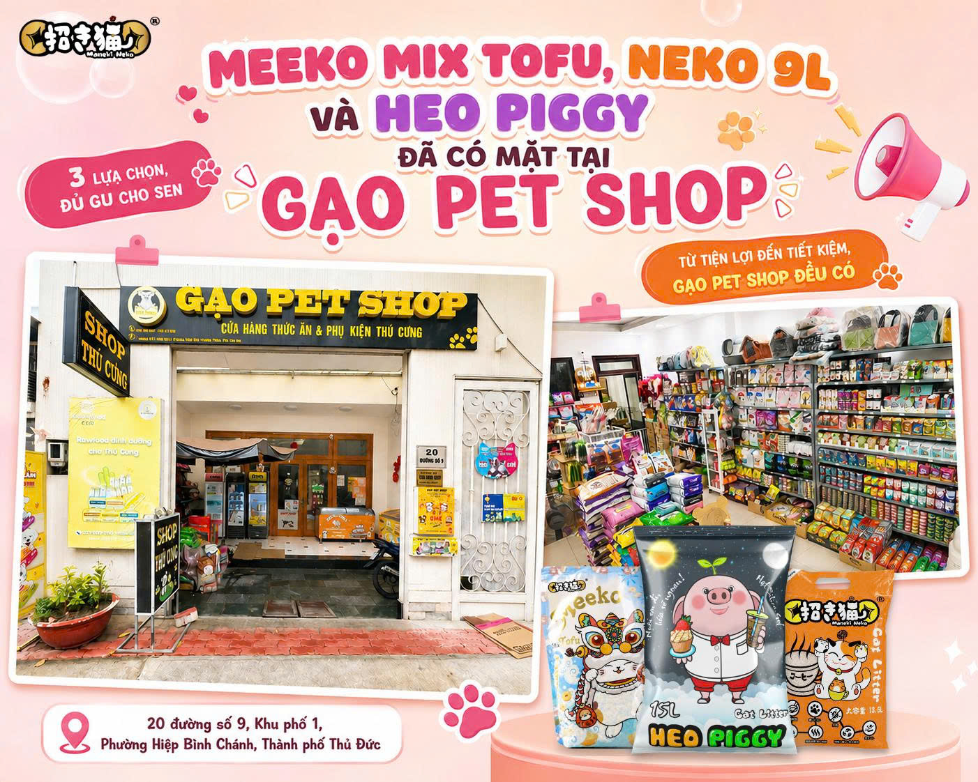 Meeko Mix Tofu, Neko 9L và Heo Piggy đã có mặt tại Gạo Pet Shop Hiệp Bình Chánh